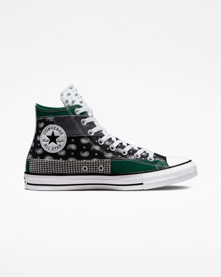 Tenis Converse Chuck Taylor All Star Hacked Patterns Cano Alto Feminino Verdes Pretas Branco | PT O07T081